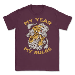 My Year My Rules Retro Vintage Year of the Tiger Meme Quote design - Maroon