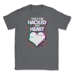 Hacked Heart Computer Geek Valentine Unisex T-Shirt - Smoke Grey