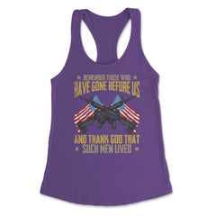 Remember Those Who Have Gone Before Us Memorial Day US Flag graphic - Purple