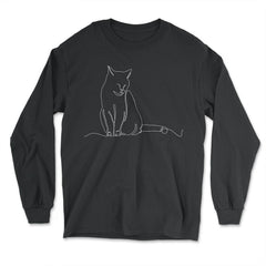 Outline Cat Theme Design for Line Art Lovers design - Long Sleeve T-Shirt - Black