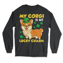 Saint Patty's Day Theme Irish Corgi Dog Funny Humor Gift design - Long Sleeve T-Shirt - Black