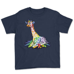 Rainbow Giraffe Gay Pride Gift product Youth Tee - Navy
