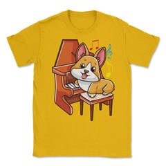 Cute Corgi and Piano for Music Lovers Gift  design Unisex T-Shirt - Gold