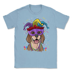 Mardi Gras Beagle with Jester hat & masquerade mask Funny product - Light Blue