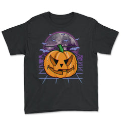 Vaporwave Halloween Jack o Lantern Fun Gift graphic Youth Tee - Black
