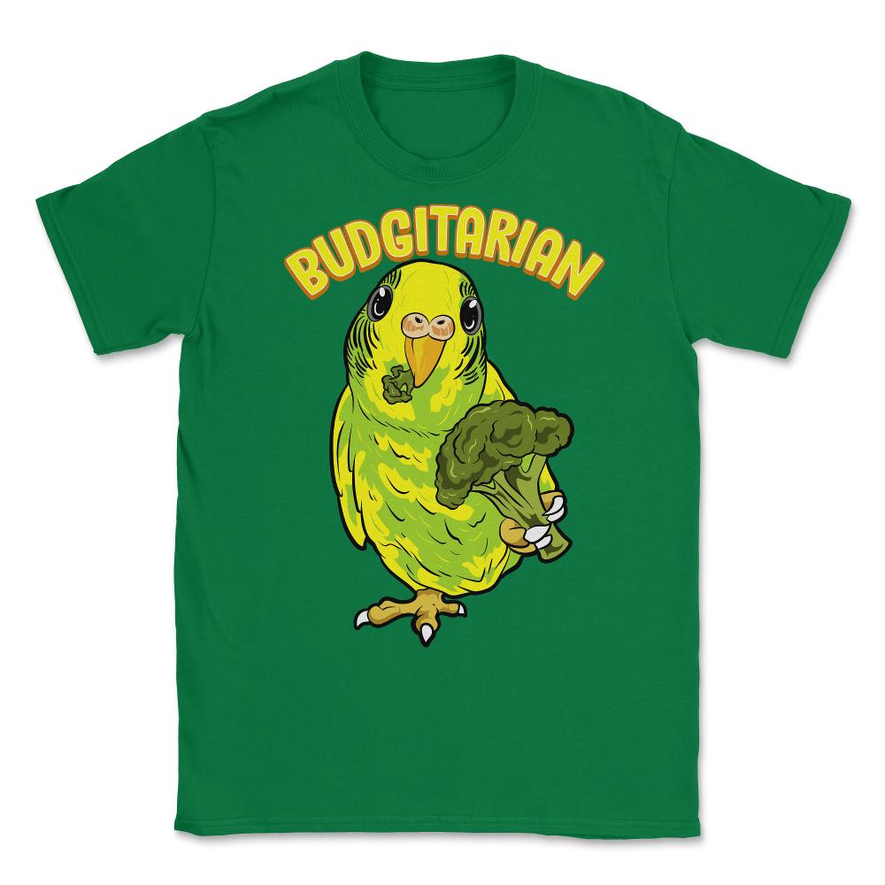 Hilarious Budgie Bird Eating Broccoli Budgerigar Meme graphic Unisex - Green
