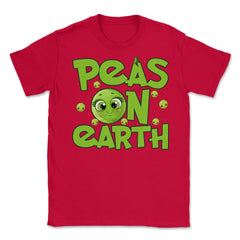 Peas On Earth Funny Peace On Earth Foodie Pun Meme print Unisex - Red