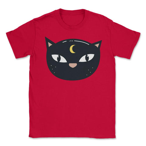 Mysterious Halloween Cat Face Costume Shirt Gifts Unisex T-Shirt - Red