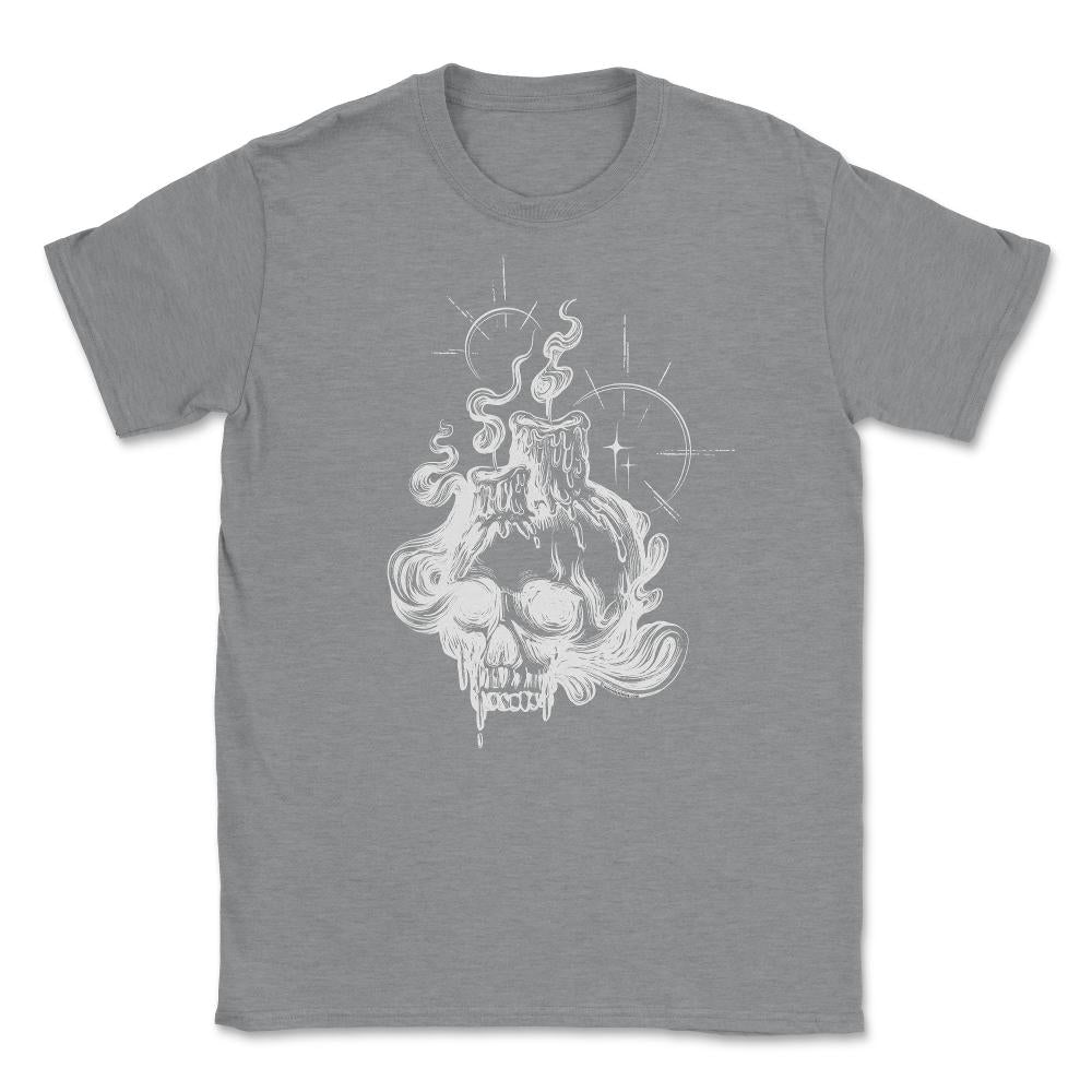 Skull and Candles Skeleton Head Gothic Occult product Unisex T-Shirt - Grey Heather