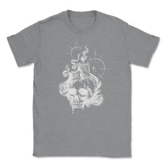 Skull and Candles Skeleton Head Gothic Occult product Unisex T-Shirt - Grey Heather