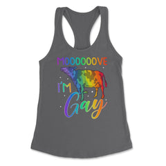 Mooooove I’m Gay Cow Gay Pride LGBTQ Rainbow Flag design Women's - Dark Grey