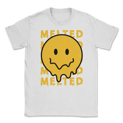 Melting Smiley Face Psychedelic Drip Emoticon design Unisex T-Shirt - White