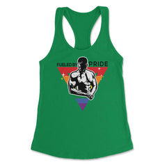 Fueled by Pride Gay Pride Guy in Rainbow Triangle2 Gift design - Kelly Green