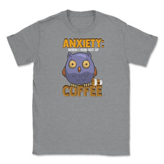 Owl and Coffee Funny Humor graphic Unisex T-Shirt - Grey Heather