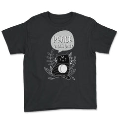 Peace Vibes Only Cute Cat Peace Day Design design - Youth Tee - Black