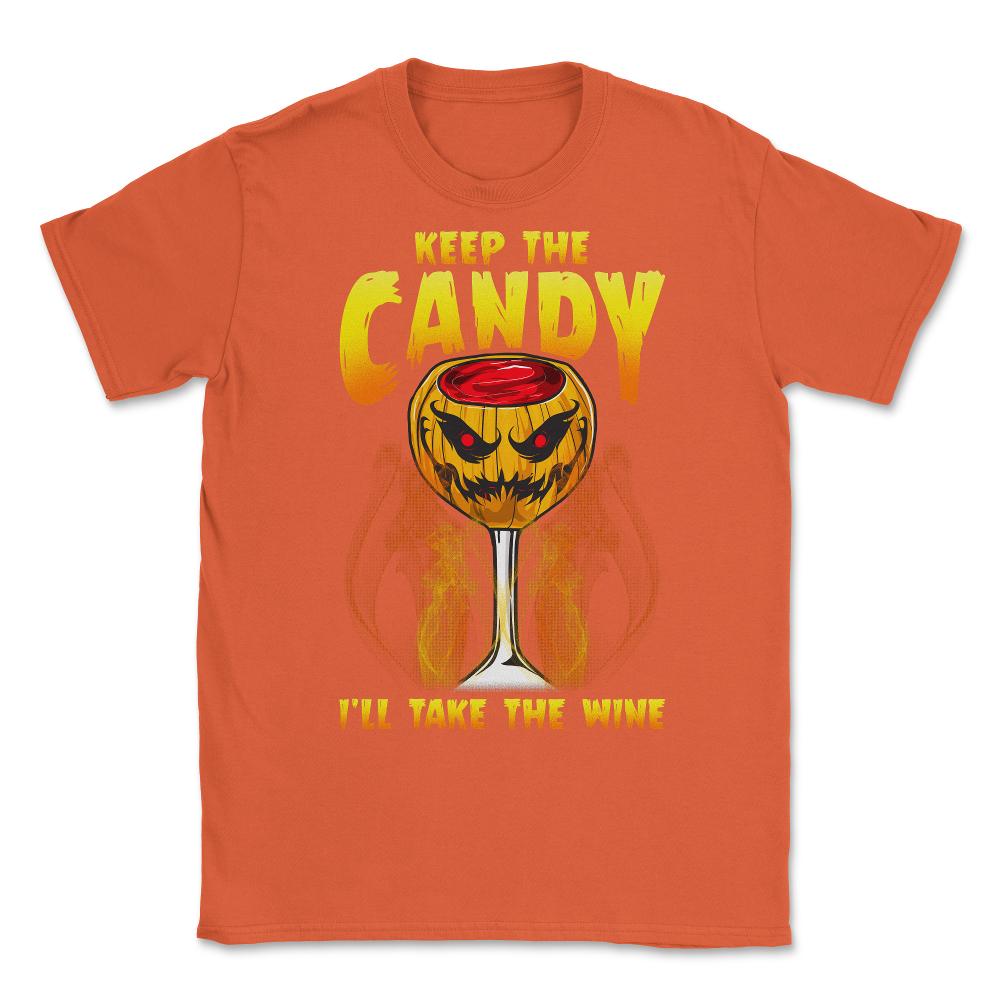 Halloween Wine Glass Spooky Jack o Lantern Unisex T-Shirt - Orange