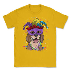 Mardi Gras Beagle with Jester hat & masquerade mask Funny product - Gold