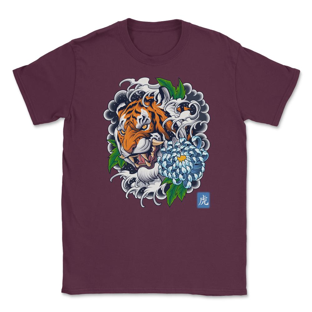 Year of the Tiger Retro Vintage Tattoo Style Art graphic Unisex - Maroon