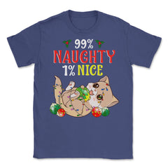Naughty or Nice Christmas Cat Funny Humor Unisex T-Shirt - Purple