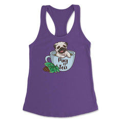 Pug Of Tea Funny Pug Inside A Tea Cup Pun Dog Lover print Women's - Purple