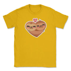 Sloth Love Heart Funny Humor Valentine T-Shirt Unisex T-Shirt - Gold