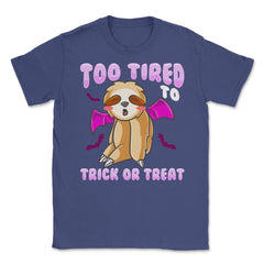 Trick or Treat Sloth Cute Halloween Funny Unisex T-Shirt - Purple