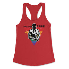 Fueled by Pride Gay Pride Guy in Rainbow Triangle2 Gift design - Red