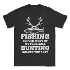 Funny Papa Fishing And Hunting Lover Grandfather Dad product - Unisex T-Shirt - Black