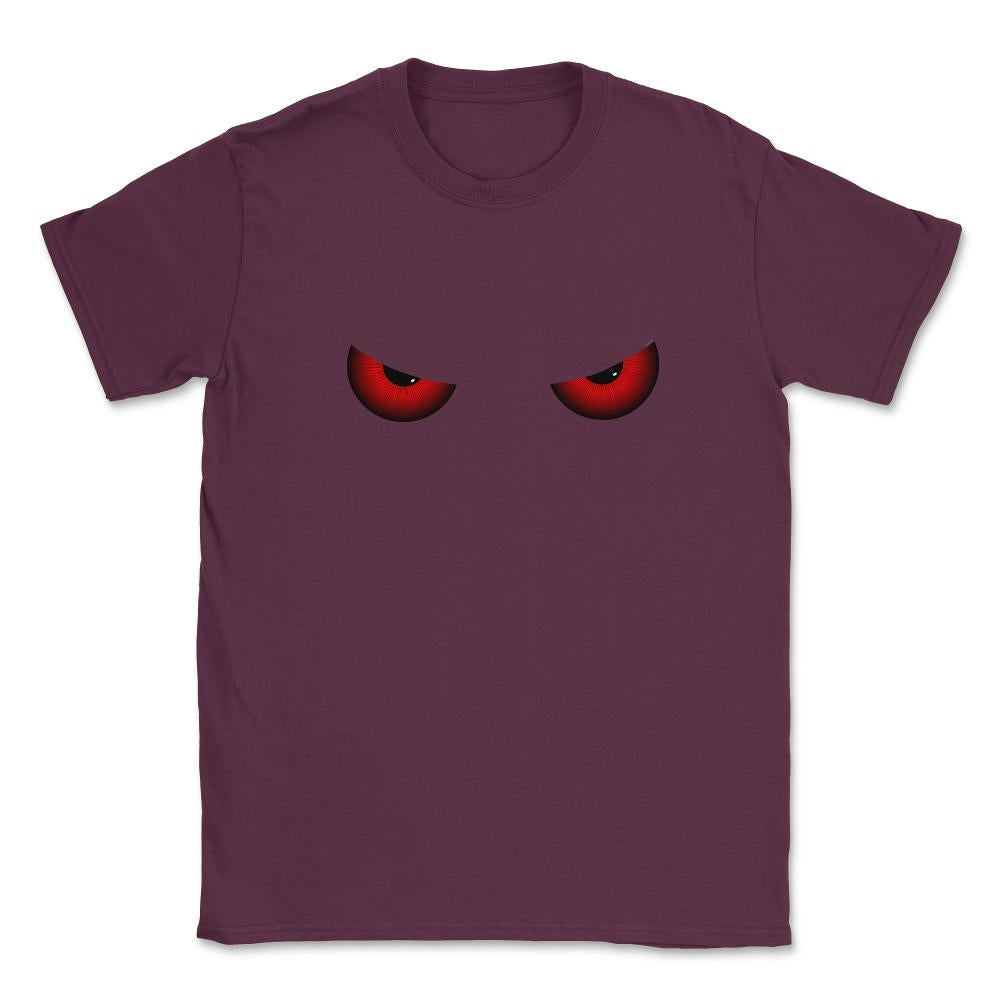 Evil Red Scary Eyes Halloween T Shirts & Gifts Unisex T-Shirt - Maroon