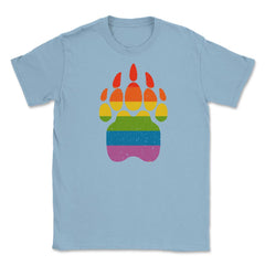 Bear Rainbow Flag Paw Gay Pride design Unisex T-Shirt - Light Blue