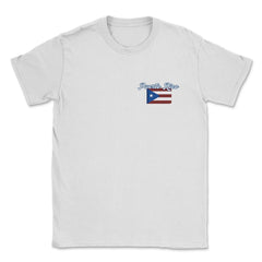 Puerto Rico Flag Rounded Edges Pocket graphic Unisex T-Shirt - White