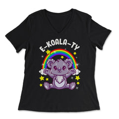 Equality Rainbow Pride Koala E-Koala-Ty Gift graphic - Women's V-Neck Tee - Black