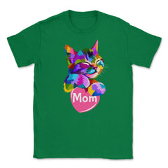 Cat Mom Heart Unisex T-Shirt - Green