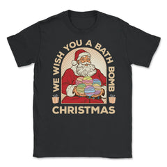 We Wish You A Bath Bomb Christmas Retro Vintage Santa graphic Unisex - Black