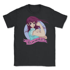 Yes we can do it! Anime Feminist Girl Unisex T-Shirt - Black