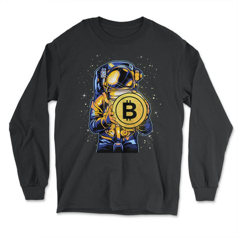 Bitcoin Astronaut Theme For Crypto Fans or Traders Gift product - Long Sleeve T-Shirt - Black