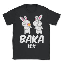 Baka Anime Funny Rabbit Slapping another Rabbit Gift graphic - Unisex T-Shirt - Black