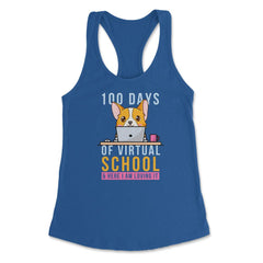 100 Days of Virtual School & Here I am Loving It Corgi Dog graphic - Royal