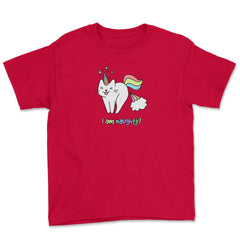 Caticorn I am naughty! Novelty Gift design graphics Tee Youth Tee - Red