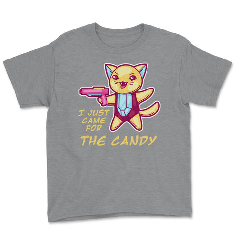 I Just came for the Candy Cute Anime Cat Halloween Shirt Gifts  Youth - Grey Heather