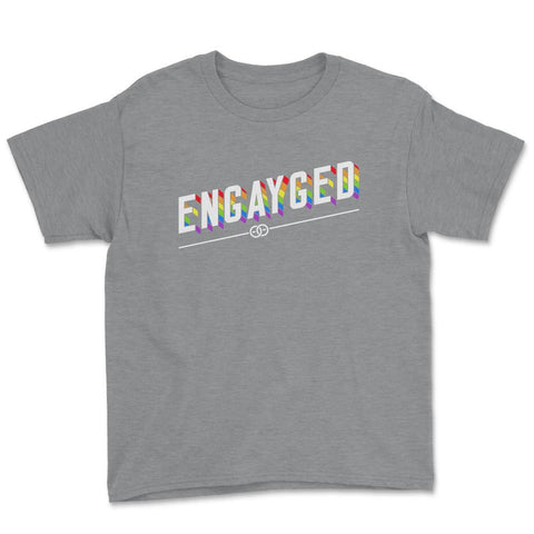 Engayged Rainbow Flag Gay Pride Engaged Design product Youth Tee - Grey Heather