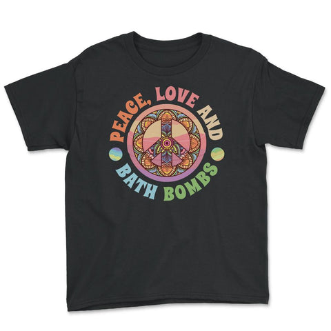 Peace, Love & Bath Bombs Psychedelic Peace Sign 70's product Youth Tee - Black