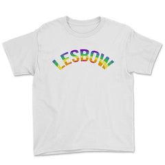 Lesbow Rainbow Word Arc Gay Pride t-shirt Shirt Tee Gift Youth Tee - White