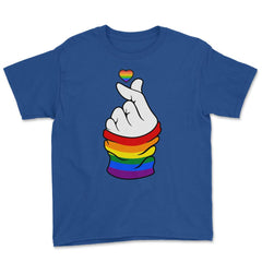 Gay Pride Flag K-Pop Love Hand Gift design Youth Tee - Royal Blue