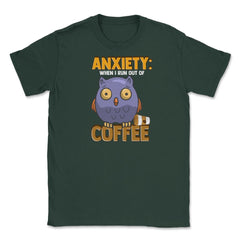 Owl and Coffee Funny Humor graphic Unisex T-Shirt - Forest Green