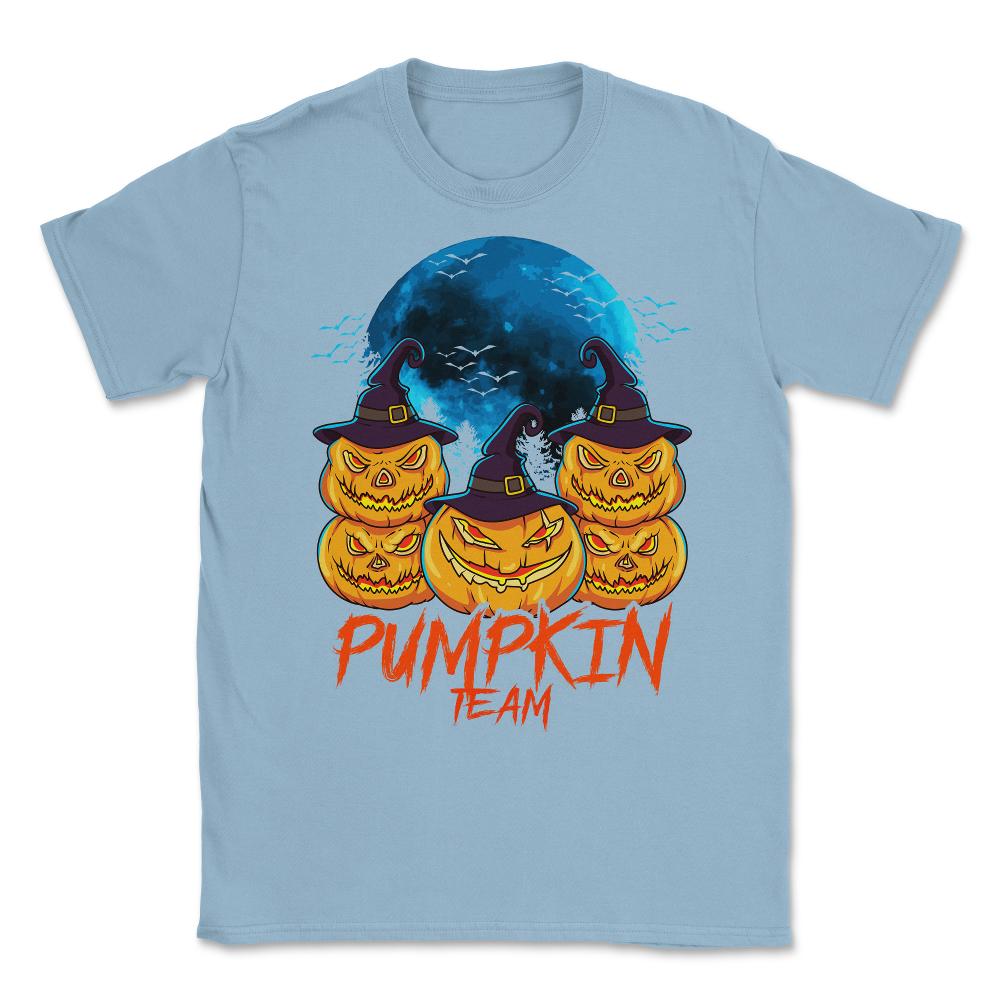 Pumpkin Team Spooky Jack O-Lantern Halloween Unisex T-Shirt - Light Blue