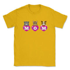 Mom Cat lover hearts Unisex T-Shirt - Gold