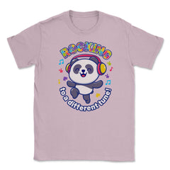 Rocking to a Different Tune Autism Awareness Panda graphic Unisex - Light Pink