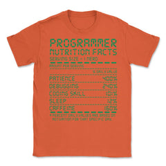 Funny Programmer Nutrition Facts Programing Nerds & Geeks print - Orange