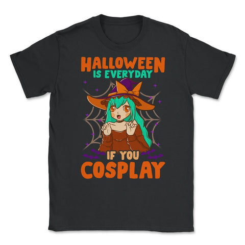 Halloween Cute Chibi Anime Witch Cosplay Manga Unisex T-Shirt - Black